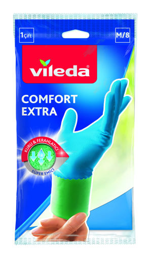 Vileda Comfort&Care M(2) Beden Mavi Bulaşık Eldiveni nin resmi