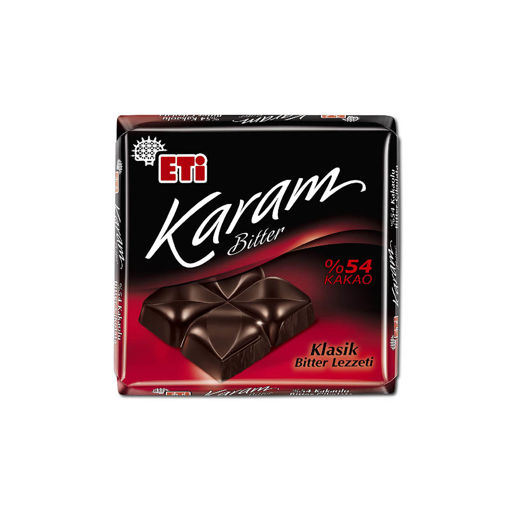 Eti Karam %54 Kakaolu Bitter Kare Çikolata 60 Gr nin resmi