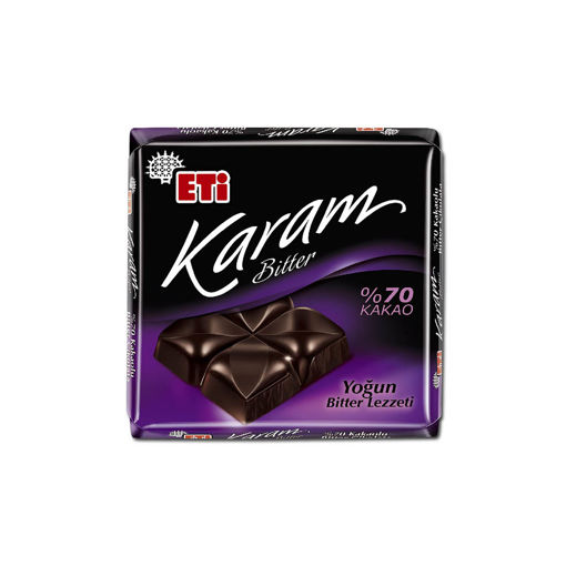 Eti Karam %70 Kakaolu Bitter Kare Çikolata 60 Gr nin resmi