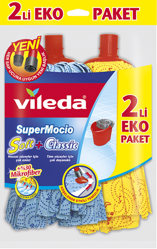 Vileda SuperMocio Soft Yedek Başlığı + Vileda Klasik Yedek Başlığı 2'li nin resmi