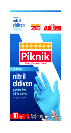 Piknik Nitril Pudrasız Eldiven L 10 Adet nin resmi