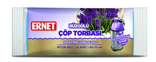 Ernet Lavanta Kokulu Büzgülü Büyük Boy Çöp Torbası 15'li nin resmi