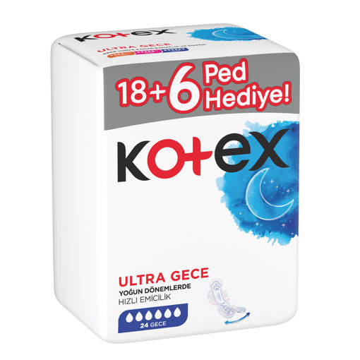 Kotex Ultra Kanatlı Gece Hijyenik Ped 22'li nin resmi