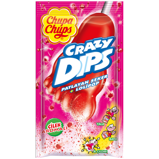 Chupa Chups Crazy Dips Çilek Aromalı Patlayan Şeker&Lolipop 16 Gr nin resmi