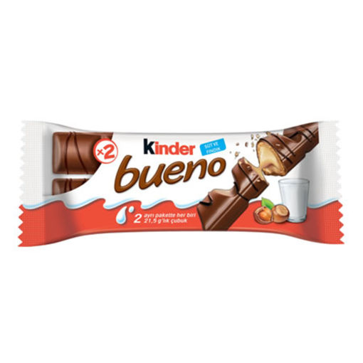 Kinder Bueno Sütlü&Fındıklı Çubuk Çikolata 43 Gr nin resmi