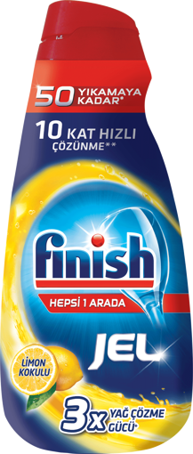 Finish Hepsi Bir Arada Limon Kokulu Konsantre Jel Bulaşık Makinesi Deterjanı 1000 Ml nin resmi