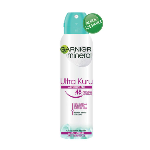 Garnier Mineral Ultra Kuru 48 Saat Etkili Sprey Deodorant 150 Ml nin resmi