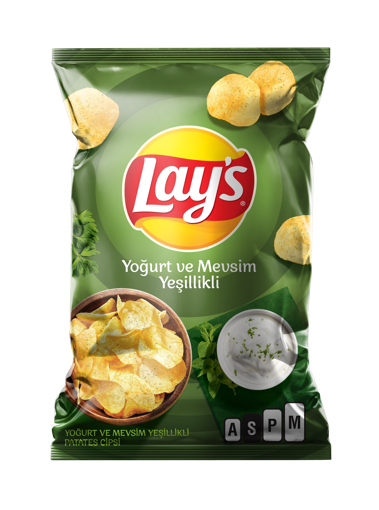 Lay's Fırından Yoğurt ve Mevsim Yeşillikleri Çeşnili Patates Cipsi Süper Boy 107 Gr nin resmi
