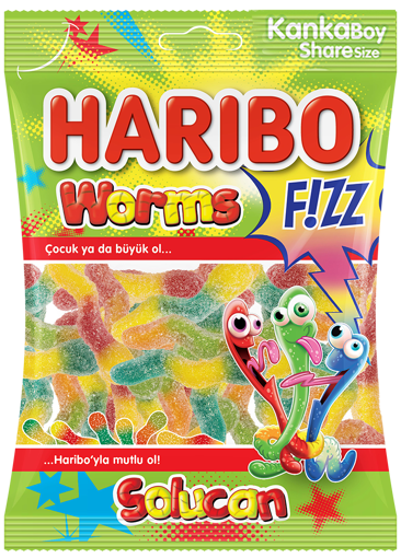 Haribo Fizz Worms (Ekşili Solucan) 70 Gr nin resmi