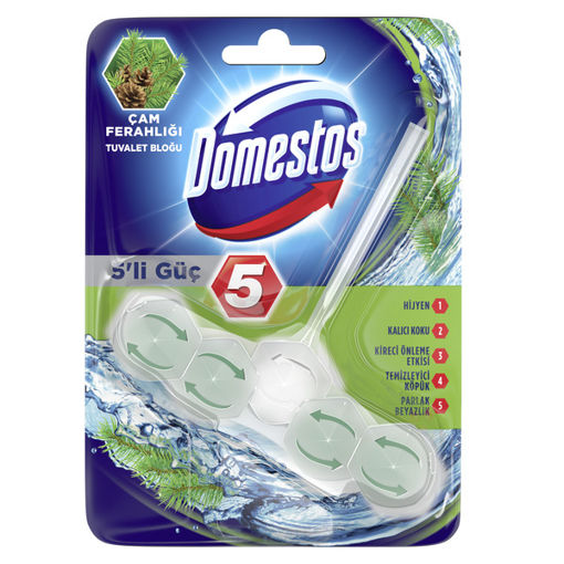 Domestos 5'li Güç Çam Ferahlığı Tuvalet Bloğu 55 Gr nin resmi