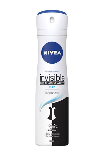 Nivea Invisible Black&White Pure Sprey Deodorant 150 Ml nin resmi
