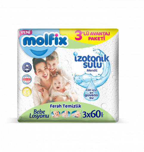 Molfix İzotonik Sulu Ferah Temizlik Islak Bebek Havlusu 3LÜ nin resmi