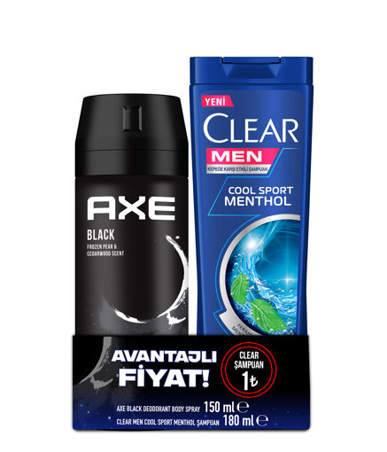 Axe Black Sprey Deodorant+Clear Sport Şampuan nin resmi