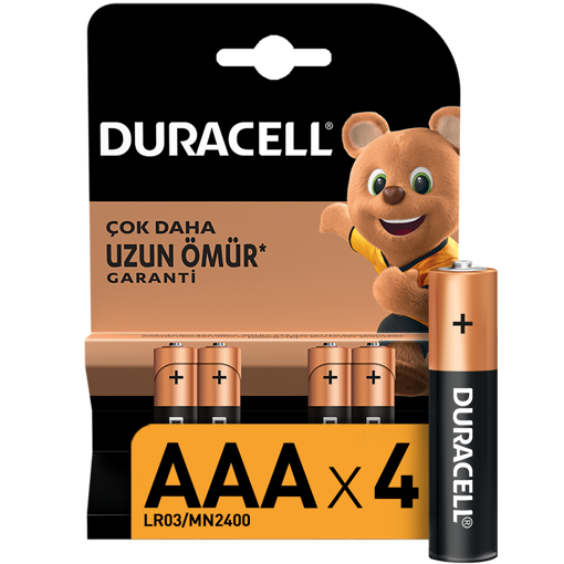 Duracell Alkalin AAA İnce Kalem Pil 4'lü nin resmi