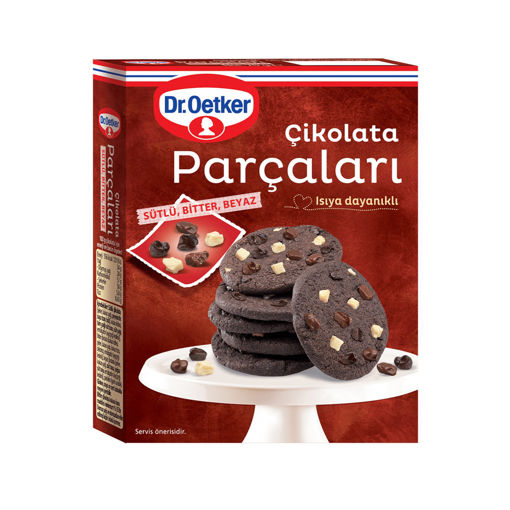 Dr. Oetker Çikolata Parçaları(Sütlü, Bitter, Beyaz) 70 Gr nin resmi