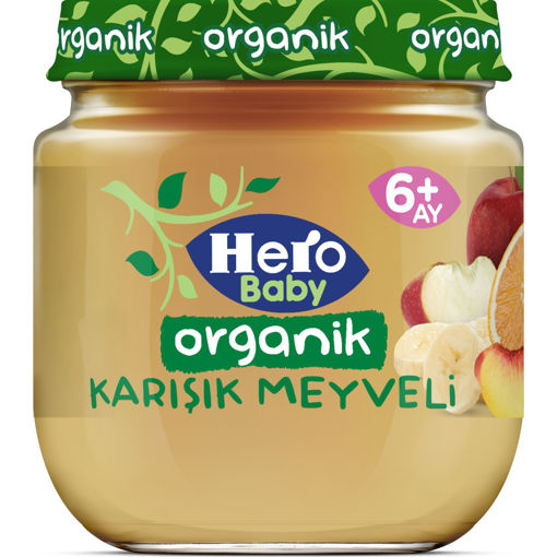 Hero Baby Organik Karışık Meyveli Kavanoz Maması 120 Gr nin resmi