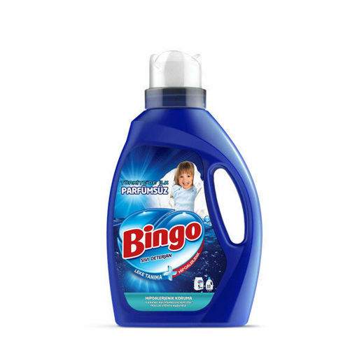 Bingo Beyazlar ve Renkliler için Parfümsüz Sıvı Deterjan33 Yıkama 2145 Ml nin resmi