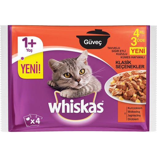 Whiskas Pouch Güveç Kedi Maması 4*85 Gr nin resmi