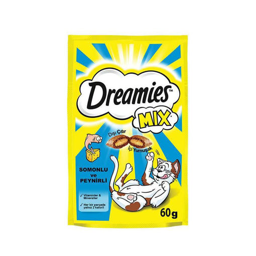 Dreamies Mix İç Dolgulu Somonlu ve Peynirli Kedi Ödül Bisküvisi 60 Gr nin resmi