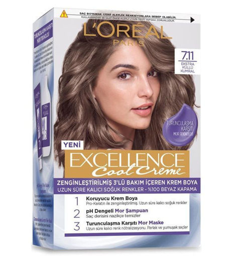 Loreal Paris Excellence Cool Creme 7.11 Ekstra Küllü Kumral Saç Boyası nin resmi