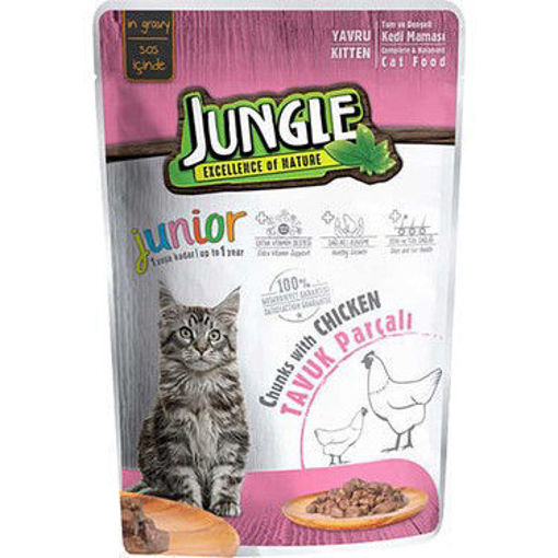 Jungle Pouch Tavuklu Yavru Kedi Maması 100 gr nin resmi