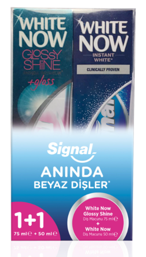 Signal White Now Glossy Shine Diş Macunu 75 Ml + White Now Diş Macunu 50 Ml nin resmi