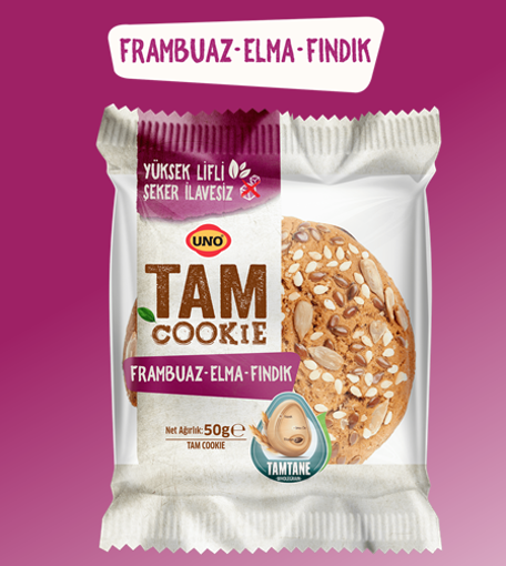 Uno Tam Cookies Frambuaz&Elma&Fındık 50 Gr nin resmi