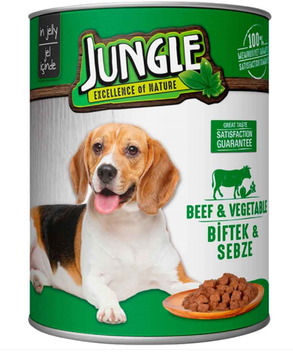 Jungle Biftekli-Sebzeli Konserve Köpek Maması 400 Gr nin resmi