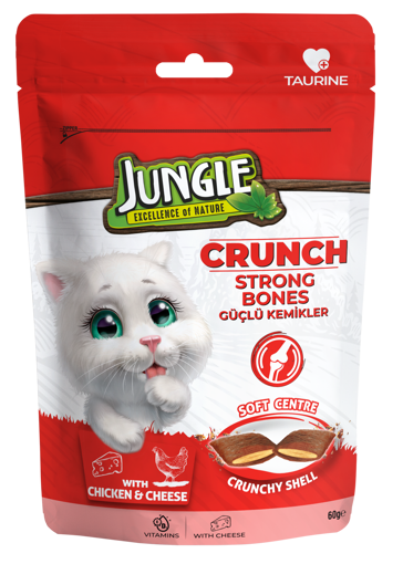 Jungle Crunch Güçlü Kemikler Kedi Ödül Maması 60 gr nin resmi