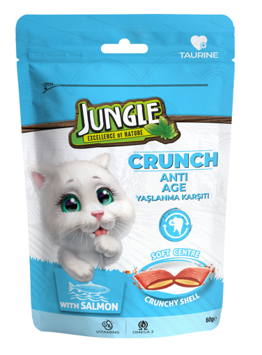 Jungle Crunch Yaşlanma Karşıtı Kedi Ödül Maması 60 gr nin resmi
