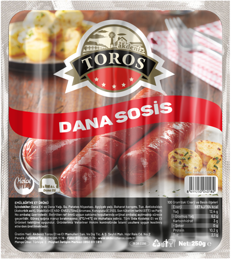 Akdeniz Toros Dana Sosis 5'li 250 Gr nin resmi