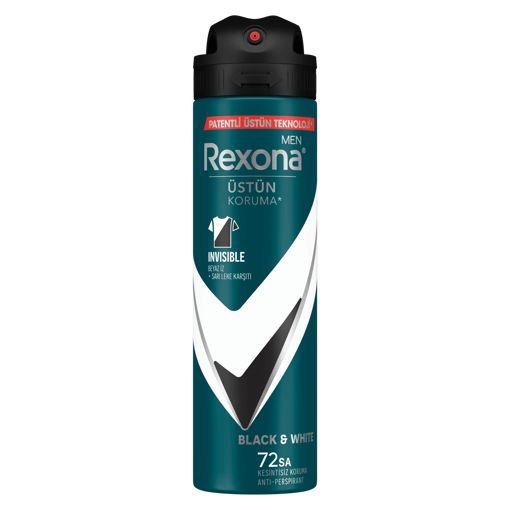 Rexona Men Invisible Black+White Antiperspirant Erkek Sprey Deodorant 150 ml nin resmi