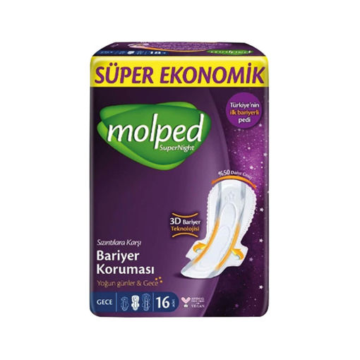 Molped Super Night Gece Hijyenik Ped 16'lı nin resmi