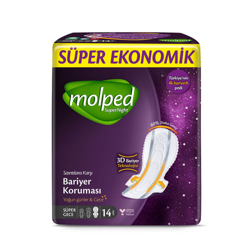 Molped Super Night Gece Hijyenik Ped 14'lü nin resmi