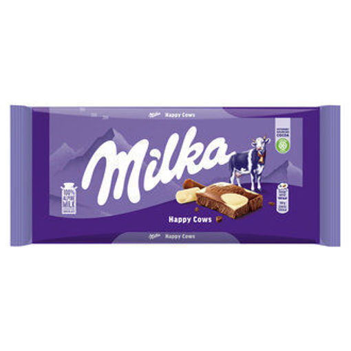 Milka Tablet Happy Cows Çilekli Tablet Çikolata 100 Gr nin resmi