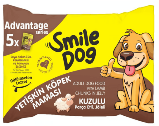 Smile Dog Flowpack 425gr (5*85gr) Yetişkin Köpek Kuzulu Mama nin resmi