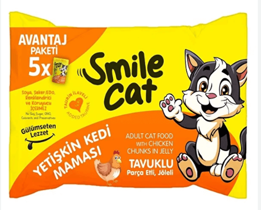 Smile Cat Flowpack 425gr (5*85gr) Yetişkin Kedi Tavuklu Mama nin resmi