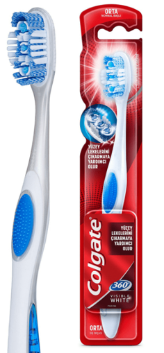 Colgate 360 Visible White Beyazlatıcı Orta Diş Fırçası nin resmi