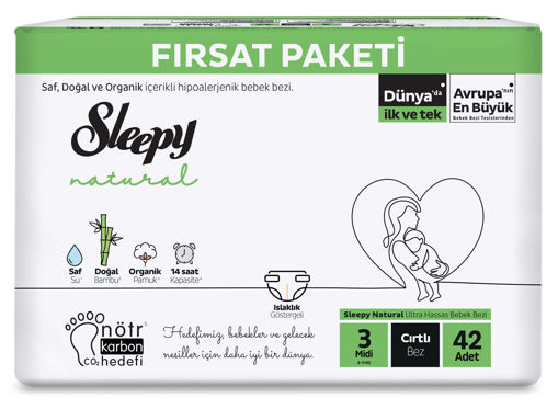 Sleepy Natural Fırsat Paketi Bebek Bezi 3 Midi Numara 42 Adet nin resmi