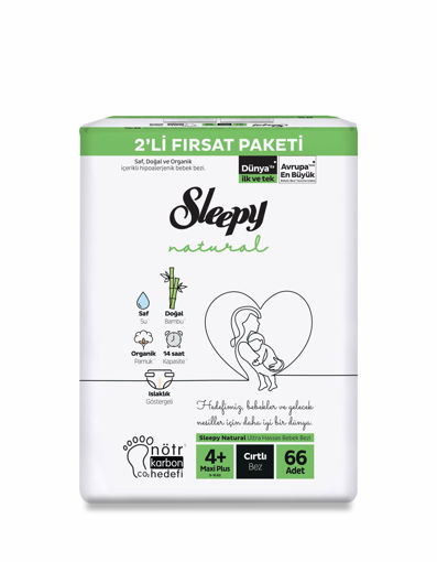 Sleepy Natural Fırsat Paketi Bebek Bezi 4+ Maxi Plus Numara 66 Adet nin resmi