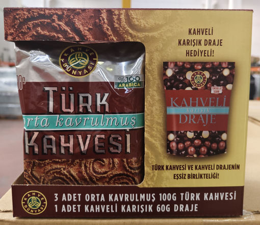Kahve Dünyası 3'lü 100 Gr Türk Kahvesi+Draje Hediyeli nin resmi