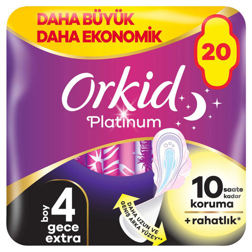 Orkid Platinum Dörtlü Paket Gece Ekstra 20 Adet nin resmi