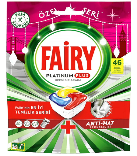 Fairy Platinum Plus Hepsi Bir Arada Bulaşık Makinesi Tableti 46'Lı nin resmi