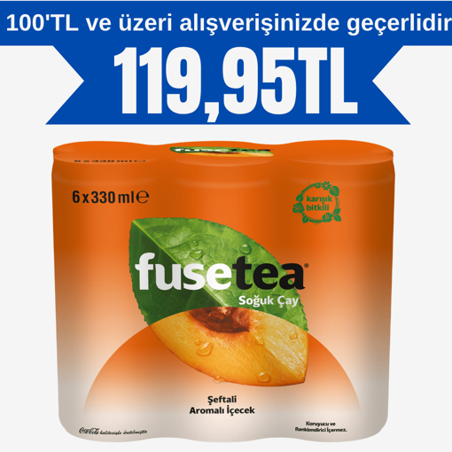 Fuse Tea Şeftali Aromalı Soğuk Çay 6'lı 330 Ml nin resmi