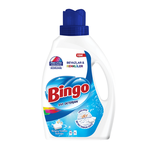 Bingo Sıvı Deterjan Beyaz Sabun 40 Yıkama 2600Ml nin resmi