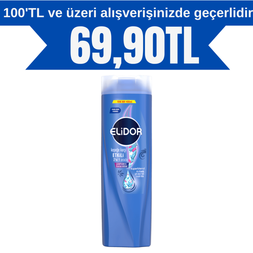 Elidor Kepeğe Karşı Etkili 2 si 1 Arada Şampuan 400 ml nin resmi