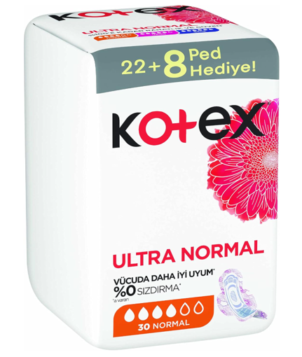 Kotex Ultra Kanatlı Normal Hijyenik Ped 30'lu nin resmi