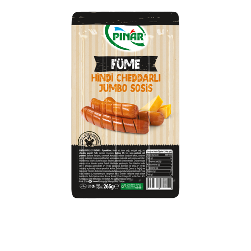 Pınar Hindi Füme Cheddarlı Jumbo Sosis 265Gr nin resmi