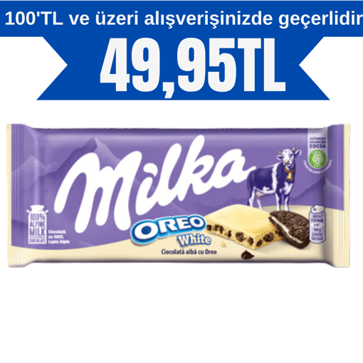 Milka Tablet Beyaz Oreolu Çikolata nin resmi