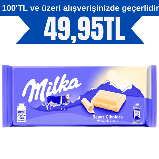 Milka Beyaz Tablet Çikolata 80 Gr nin resmi